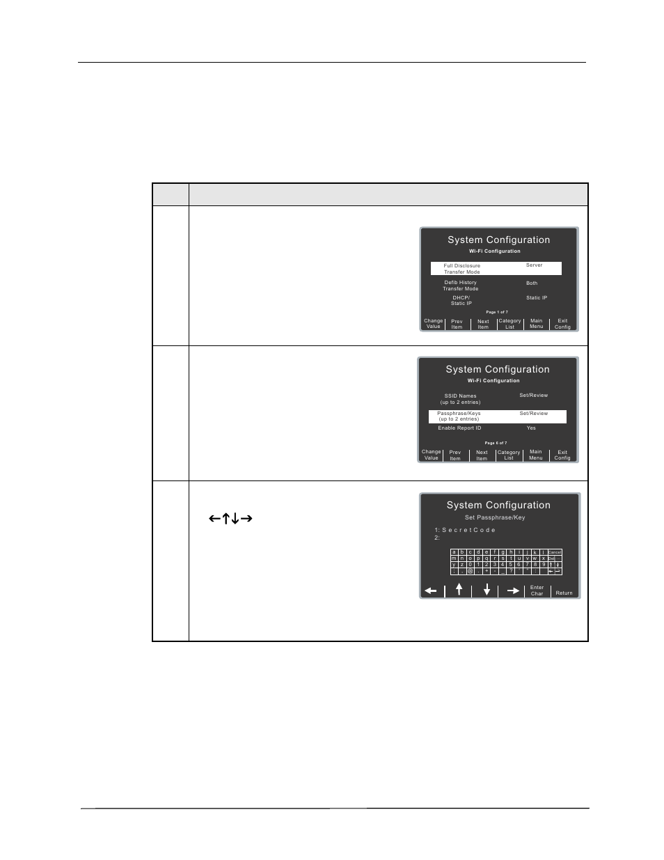 Passphrase/keys (up to 2 entries), Procedure, Follow these steps to set up a passphrase | System configuration | ZOLL R Series Monitor Defibrillator Rev K CONFIGURATION User Manual | Page 72 / 74