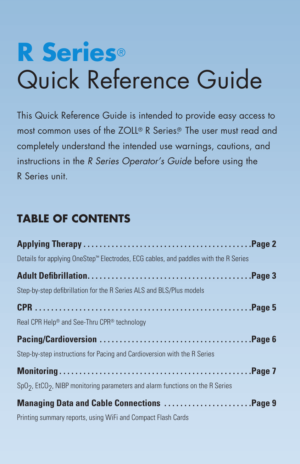R series, Quick reference guide | ZOLL R Series Monitor Defibrillator Rev E User Manual | Page 4 / 12