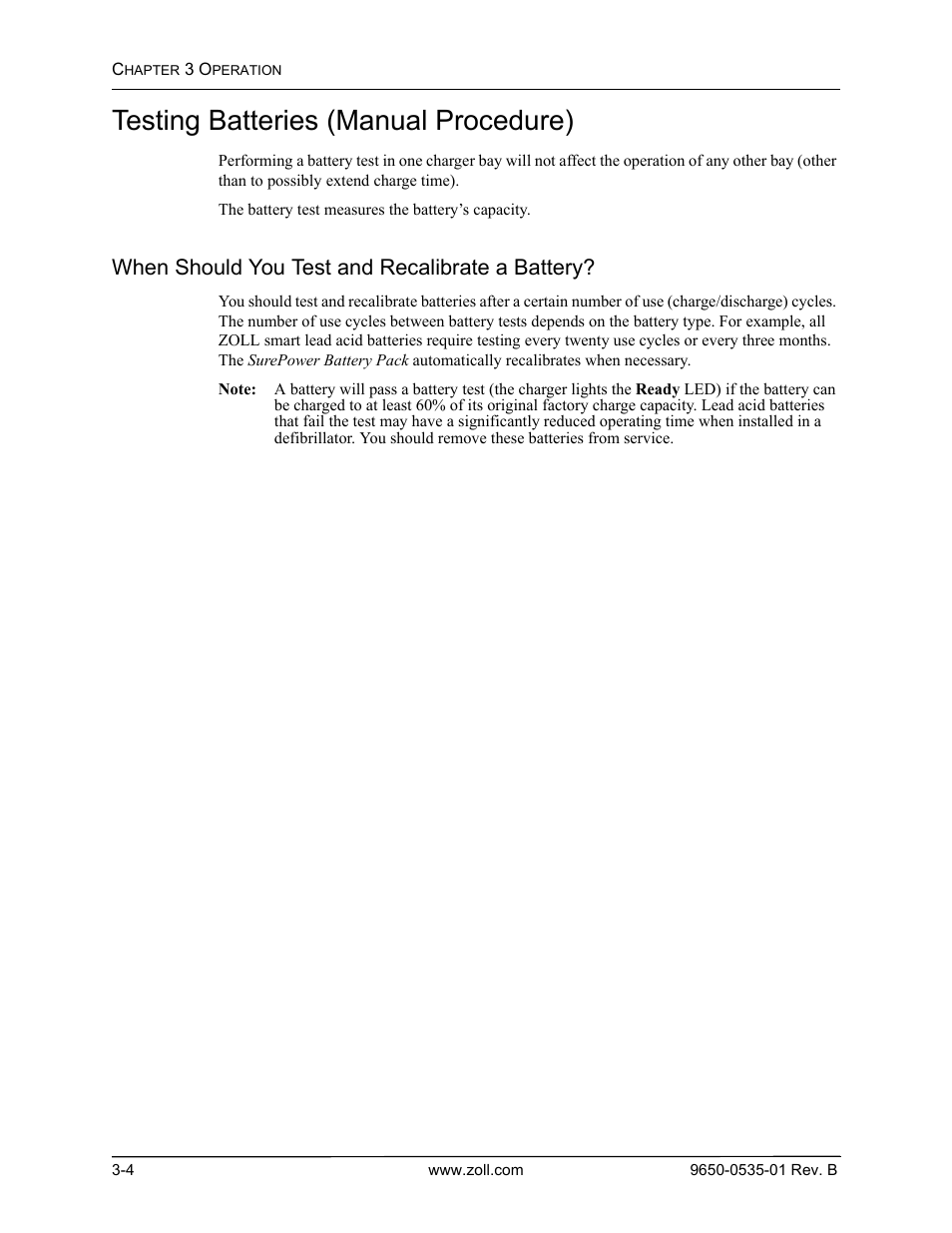 Testing batteries (manual procedure), When should you test and recalibrate a battery | ZOLL SurePower Rev B Charger Station User Manual | Page 26 / 44