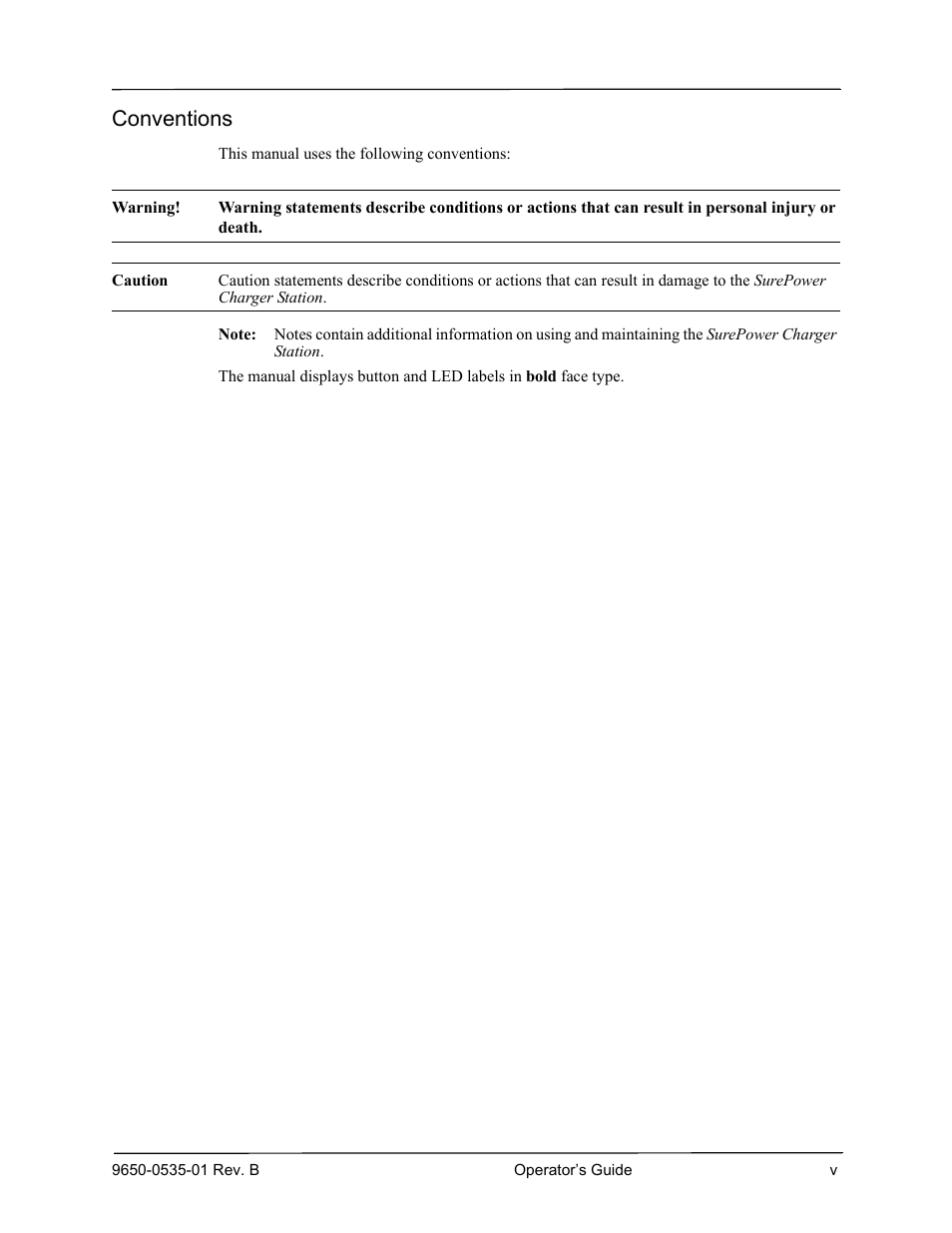 Conventions | ZOLL SurePower Rev B Charger Station User Manual | Page 9 / 44
