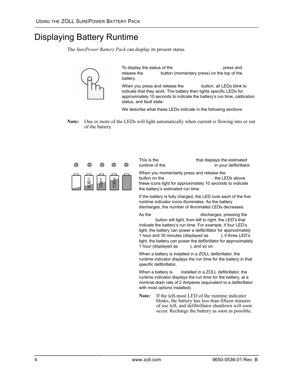 Displaying battery runtime | ZOLL SurePower Rev B Battery Pack User Manual | Page 6 / 10