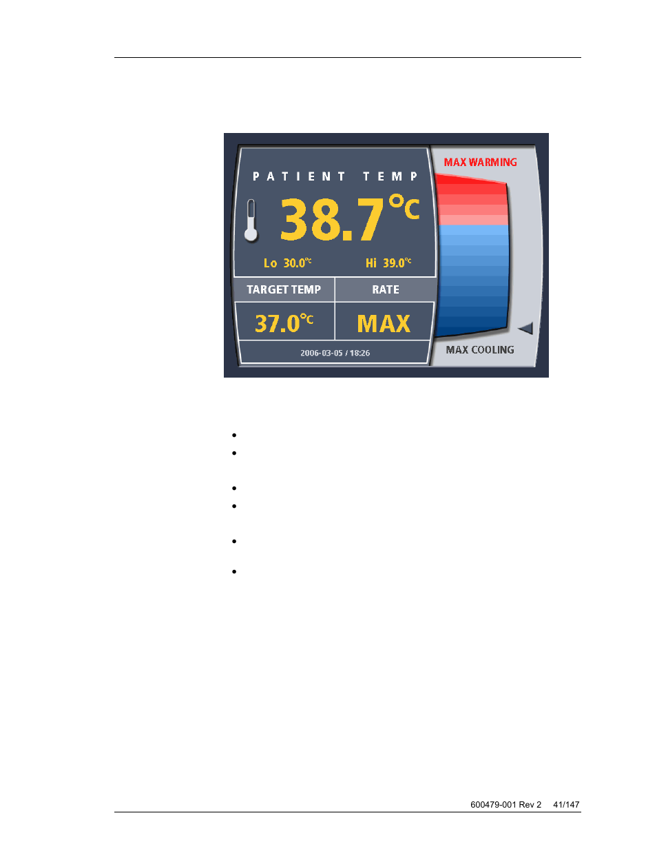 The system display screen | ZOLL Thermogard XP IVTM System Operation Manual User Manual | Page 41 / 147