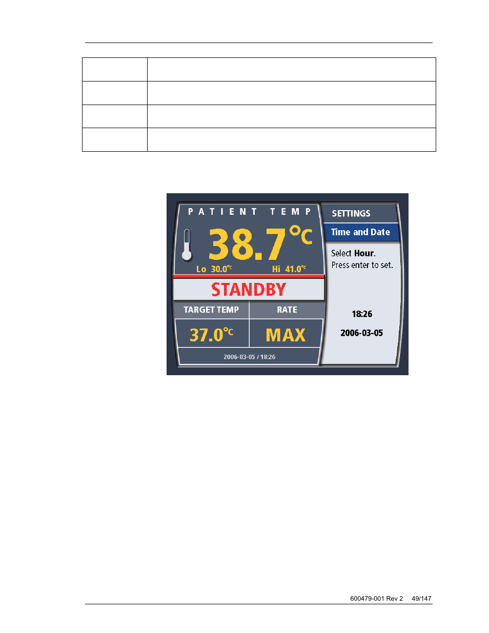Time and date | ZOLL Thermogard XP IVTM System Operation Manual User Manual | Page 49 / 147
