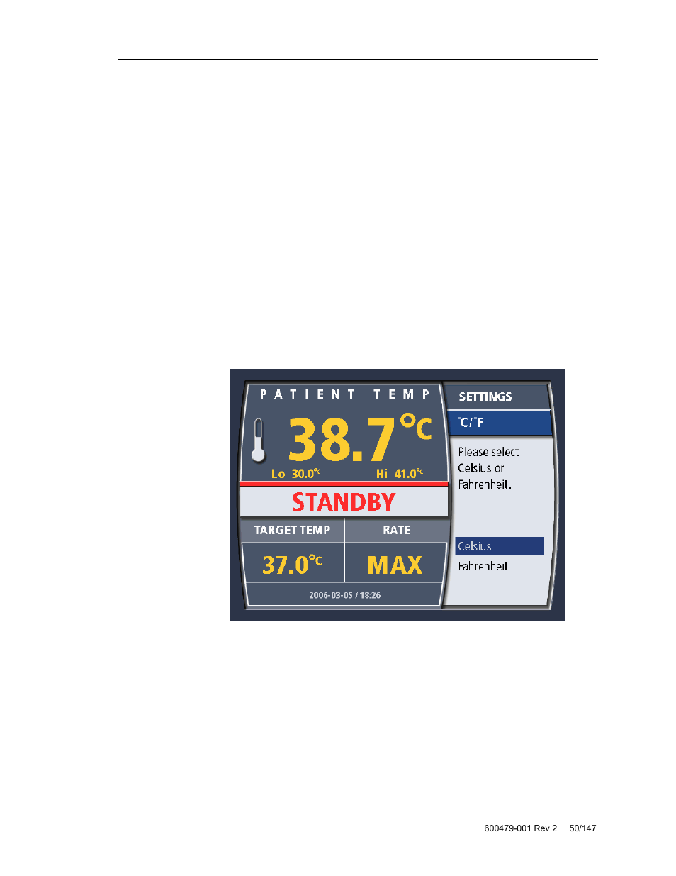 ºc/ºf (temperature notation) | ZOLL Thermogard XP IVTM System Operation Manual User Manual | Page 50 / 147