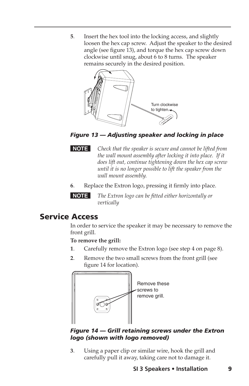 Service access | Extron Electronics SI 3 System INTEGRATOR User Guide User Manual | Page 11 / 16