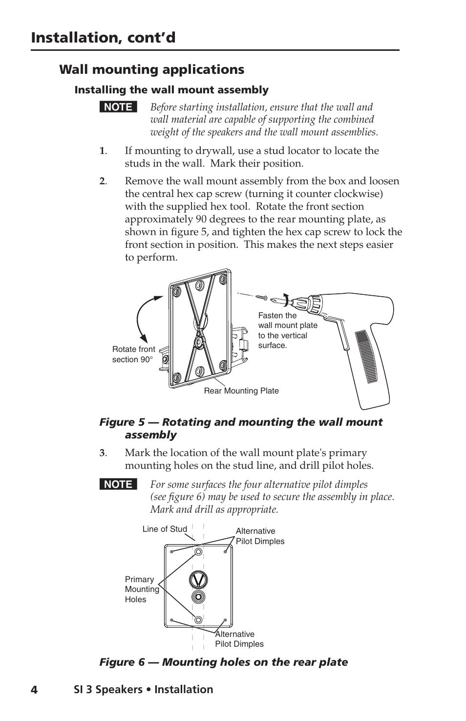 Wall mounting applications, Installation, cont’d | Extron Electronics SI 3 System INTEGRATOR User Guide User Manual | Page 6 / 16