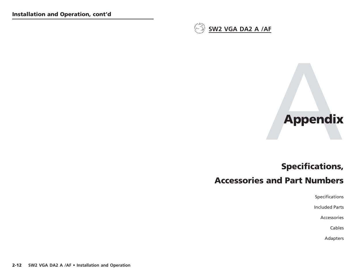 Extron Electronics SW2 VGA DA2 A_AF User Guide User Manual | Page 11 / 15