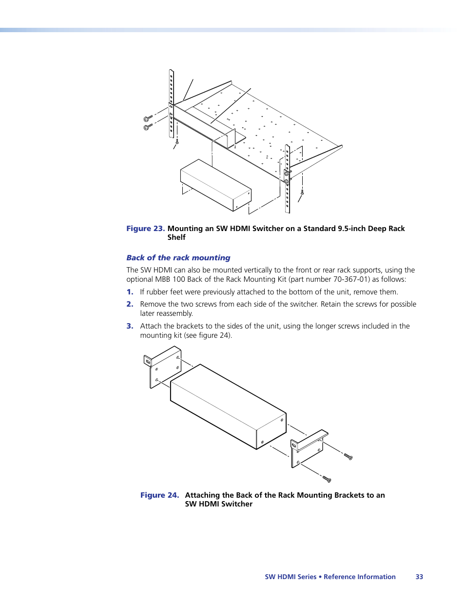 E the unit to the shelf (see, Figure 23 | Extron Electronics SW HDMI Series User Guide User Manual | Page 39 / 42