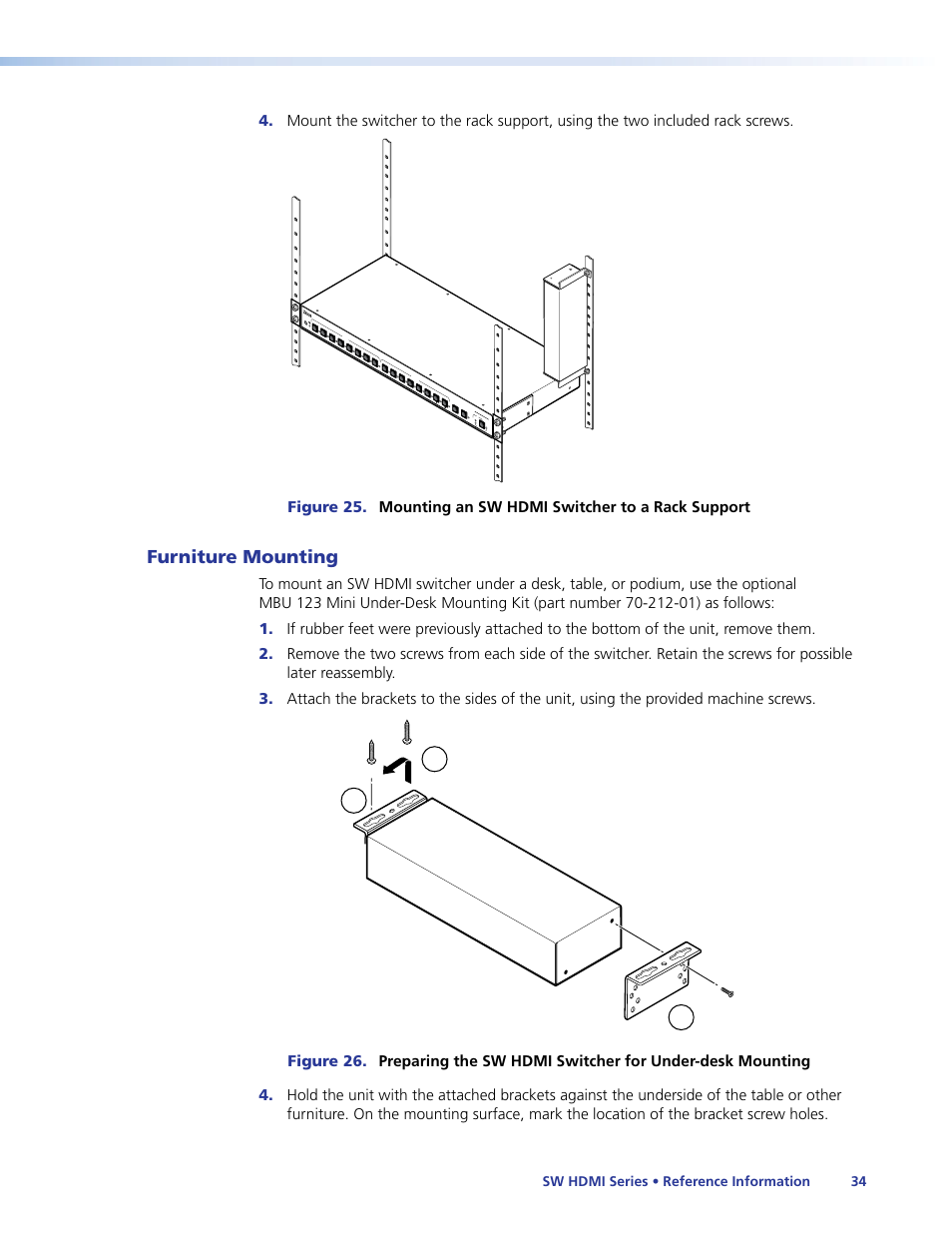 Furniture mounting | Extron Electronics SW HDMI Series User Guide User Manual | Page 40 / 42
