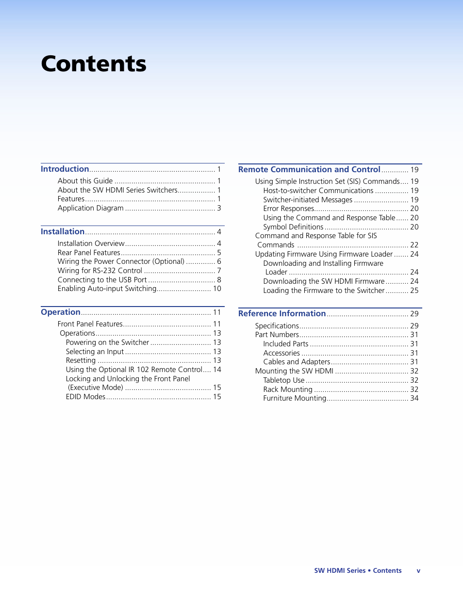 Extron Electronics SW HDMI Series User Guide User Manual | Page 5 / 42