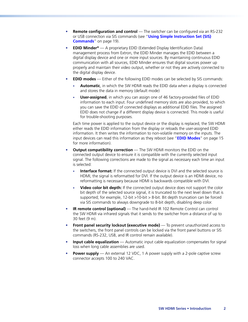 Extron Electronics SW HDMI Series User Guide User Manual | Page 8 / 42
