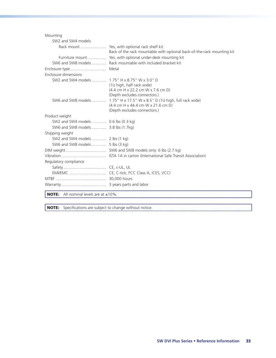 Extron Electronics SW DVI Plus Series User Guide User Manual | Page 39 / 45