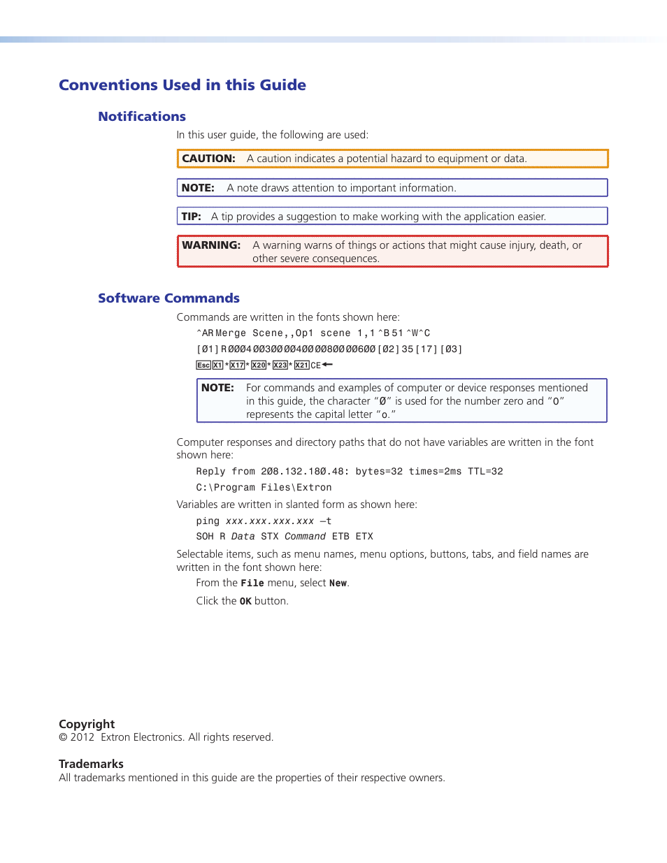 Conventions used in this guide | Extron Electronics SW DVI Plus Series User Guide User Manual | Page 4 / 45