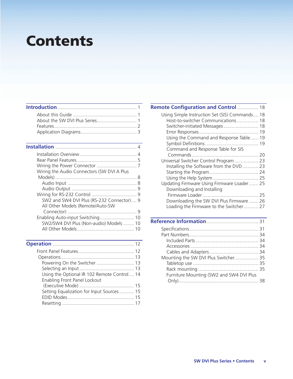 Extron Electronics SW DVI Plus Series User Guide User Manual | Page 5 / 45