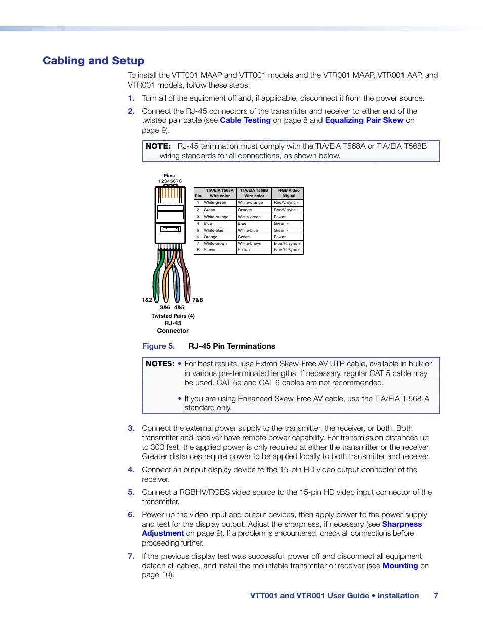 Cabling and setup | Extron Electronics VTR001 User Guide User Manual | Page 12 / 24