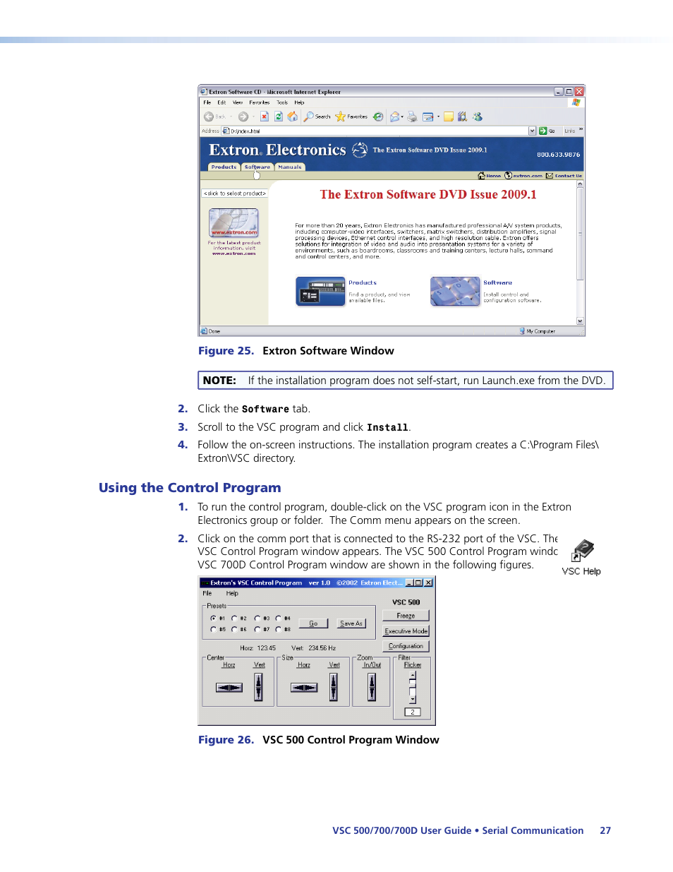 Using the control program | Extron Electronics VSC 500_700_700D User Guide User Manual | Page 33 / 45