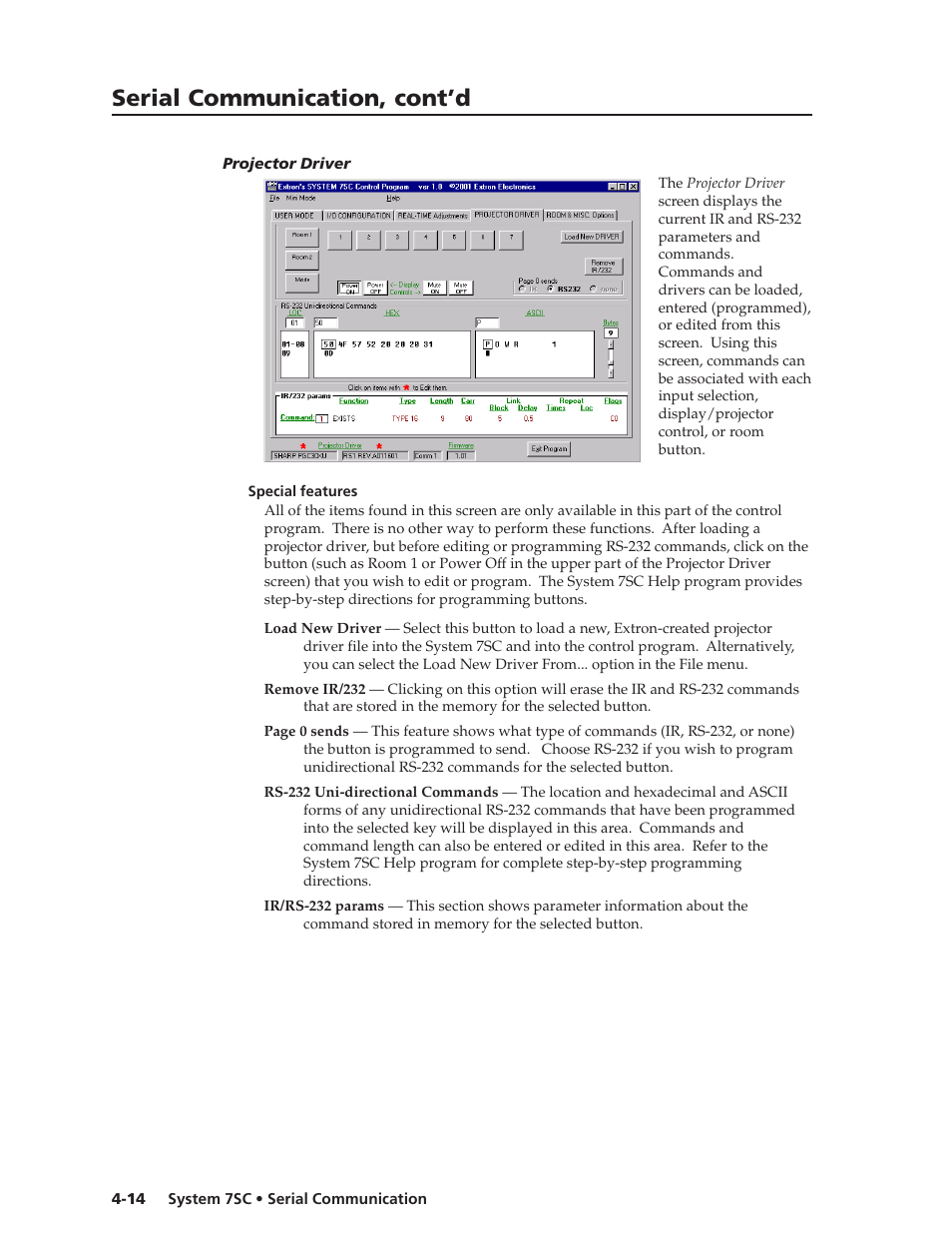 Serial communication, cont’d | Extron Electronics System 7SC User Manual | Page 62 / 74