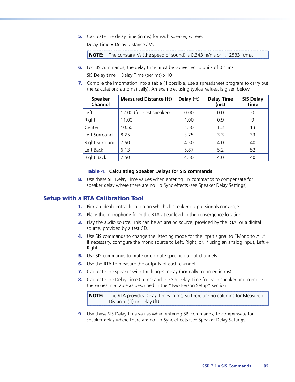 Setup with a real time analyzer (rta), Calibration tool | Extron Electronics SSP 7.1 User Guide User Manual | Page 101 / 112