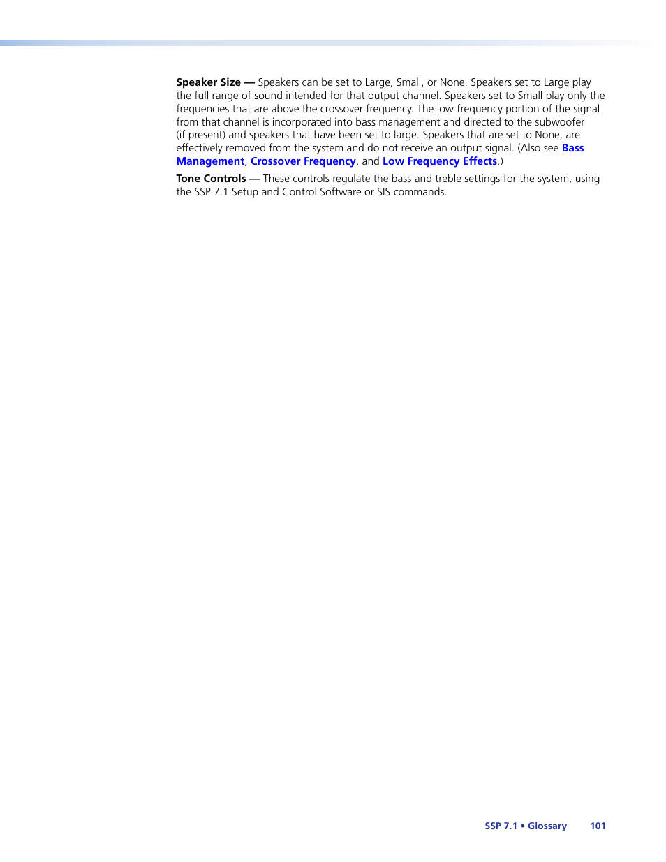 Speaker size | Extron Electronics SSP 7.1 User Guide User Manual | Page 107 / 112