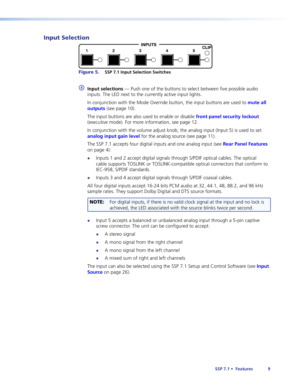 Input selection | Extron Electronics SSP 7.1 User Guide User Manual | Page 15 / 112