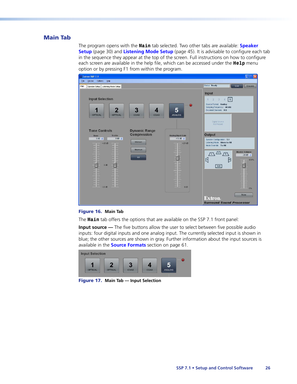 Main tab, Input, Source | Extron Electronics SSP 7.1 User Guide User Manual | Page 32 / 112