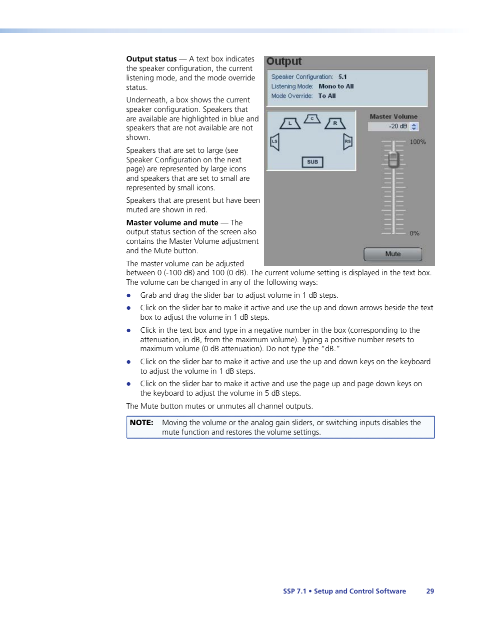 Master, Volume and mute | Extron Electronics SSP 7.1 User Guide User Manual | Page 35 / 112