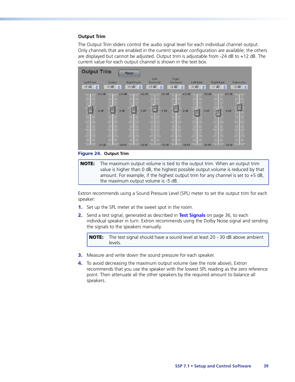 Output trim | Extron Electronics SSP 7.1 User Guide User Manual | Page 45 / 112