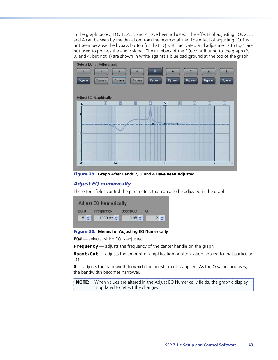 Adjust eq numerically | Extron Electronics SSP 7.1 User Guide User Manual | Page 49 / 112