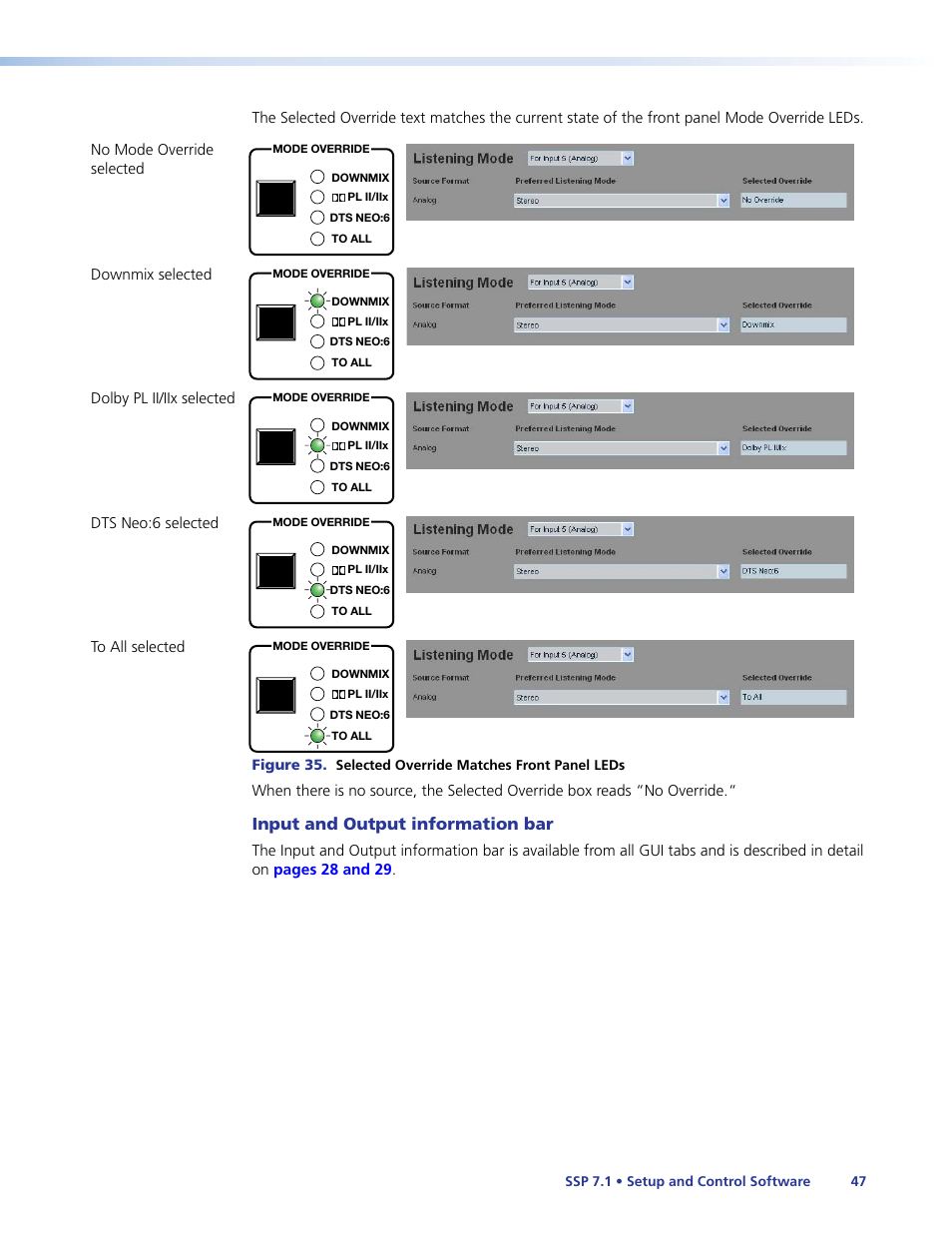 Input and output information bar | Extron Electronics SSP 7.1 User Guide User Manual | Page 53 / 112