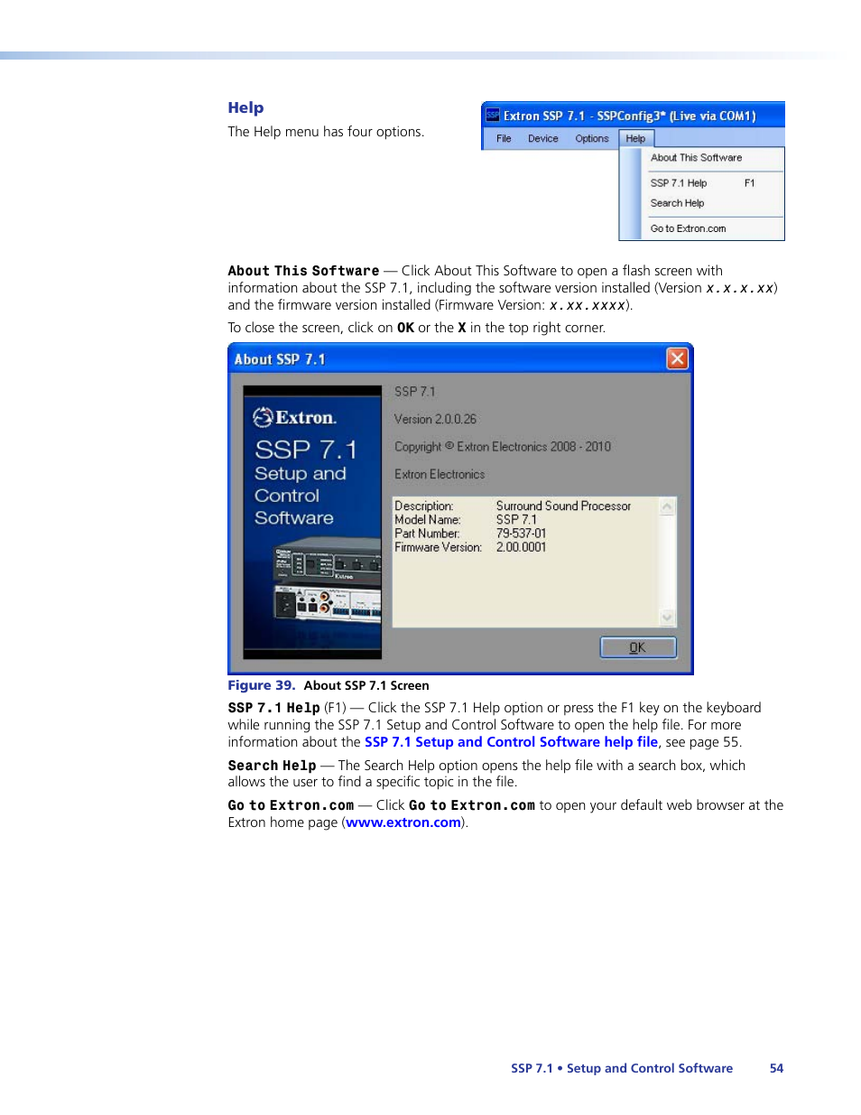 Help | Extron Electronics SSP 7.1 User Guide User Manual | Page 60 / 112