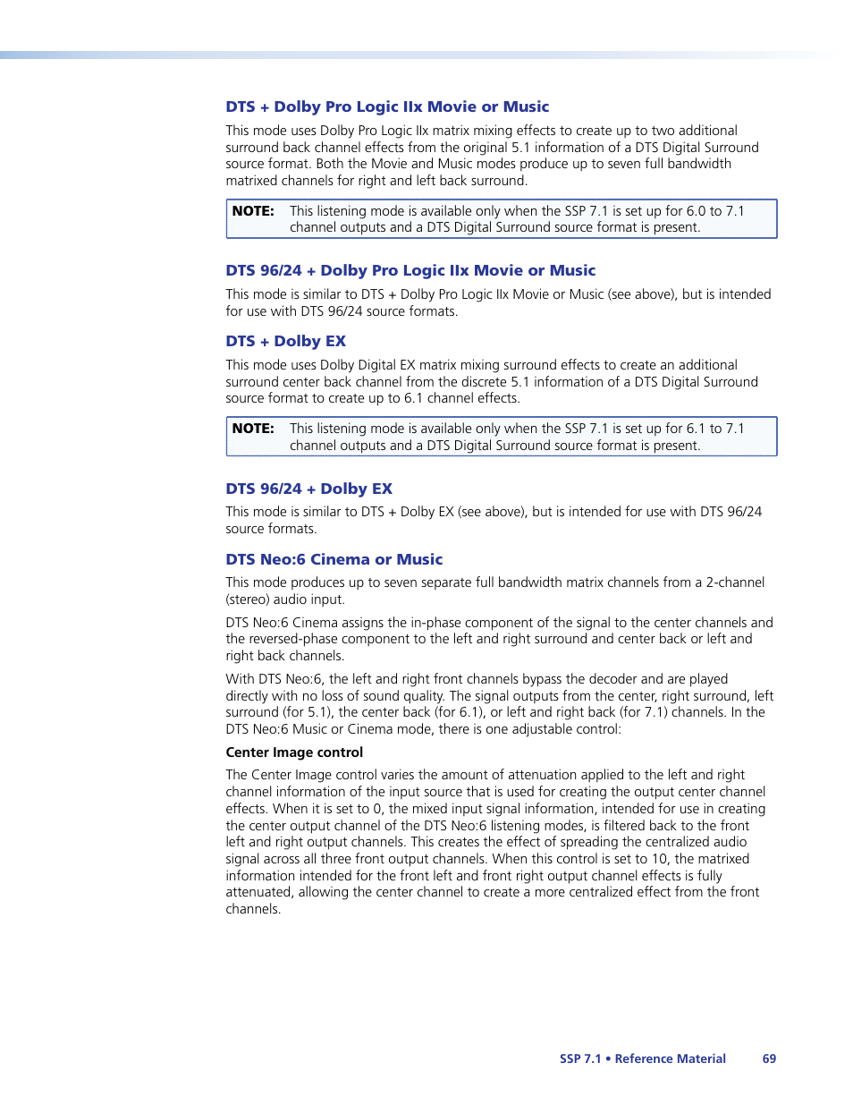 Center image control | Extron Electronics SSP 7.1 User Guide User Manual | Page 75 / 112