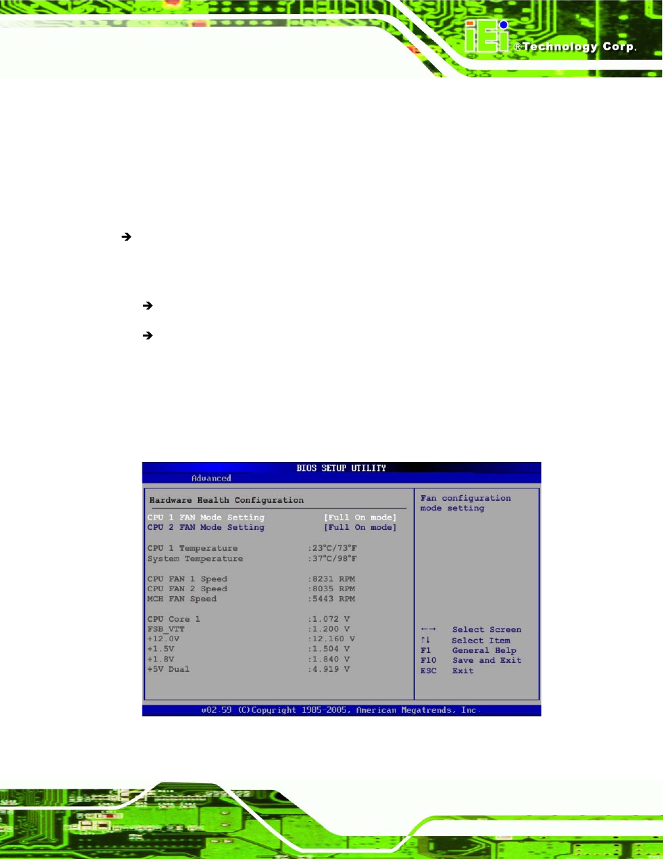 5 hardware health configuration, Menu 8: hardware health configuration | IEI Integration SPCIE-5100DX User Manual | Page 103 / 180