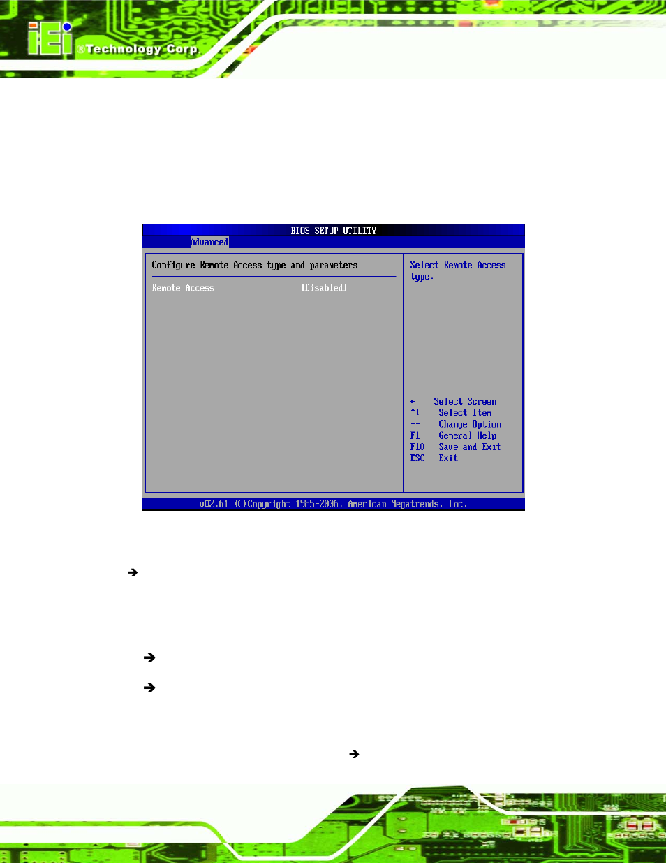 7 remote access configuration, Menu 11: remote access configuration [advanced | IEI Integration SPCIE-5100DX User Manual | Page 110 / 180