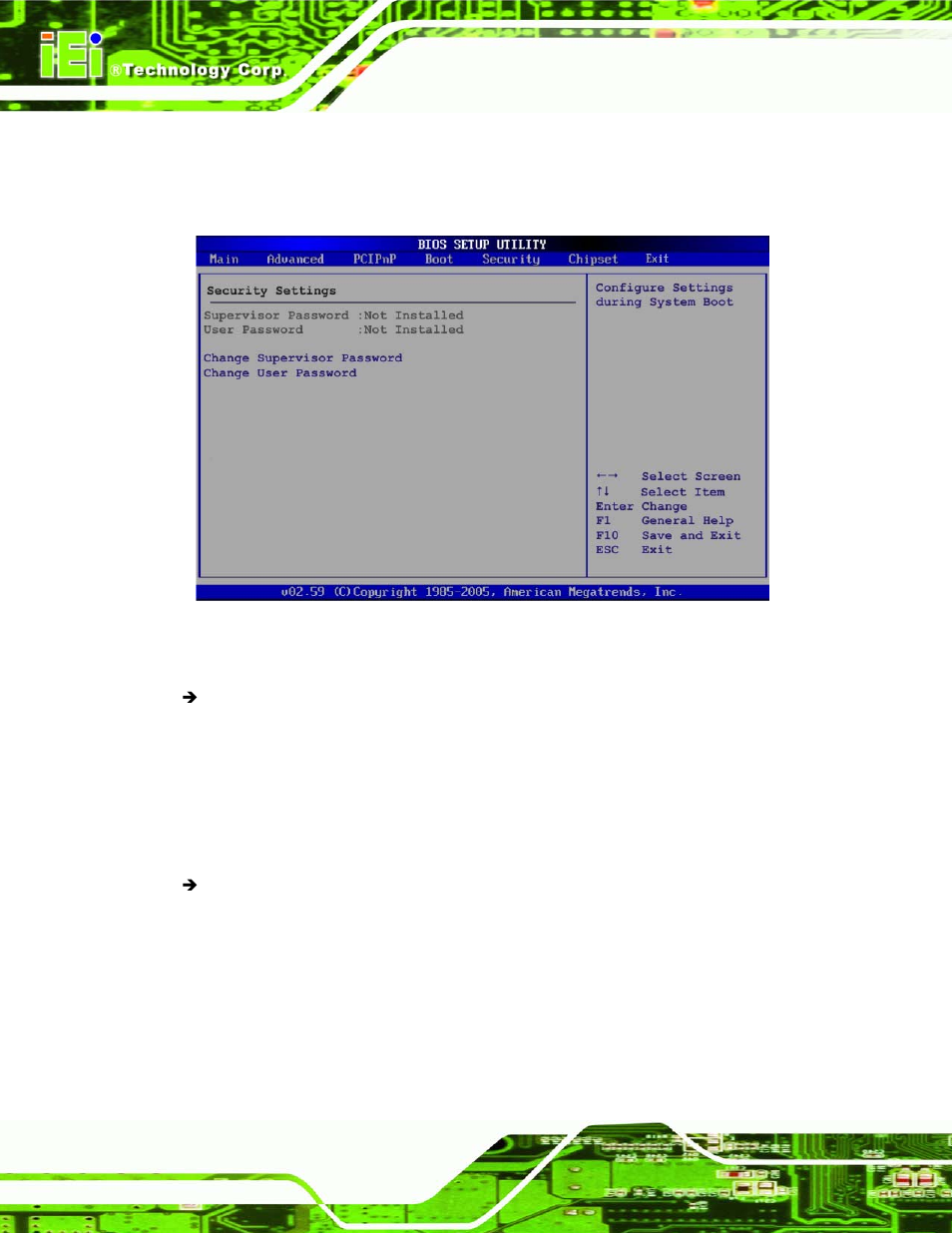 6 security, Ecurity, Menu 18: security | IEI Integration SPCIE-5100DX User Manual | Page 122 / 180