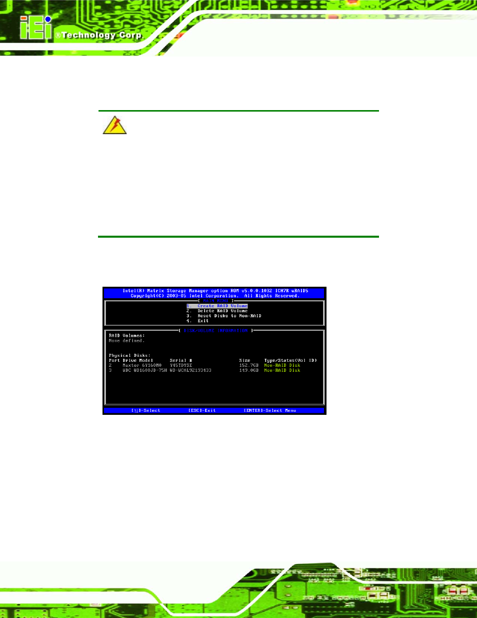 5 raid configuration, 1 creating a raid volume, Raid | Onfiguration | IEI Integration SPCIE-5100DX User Manual | Page 132 / 180