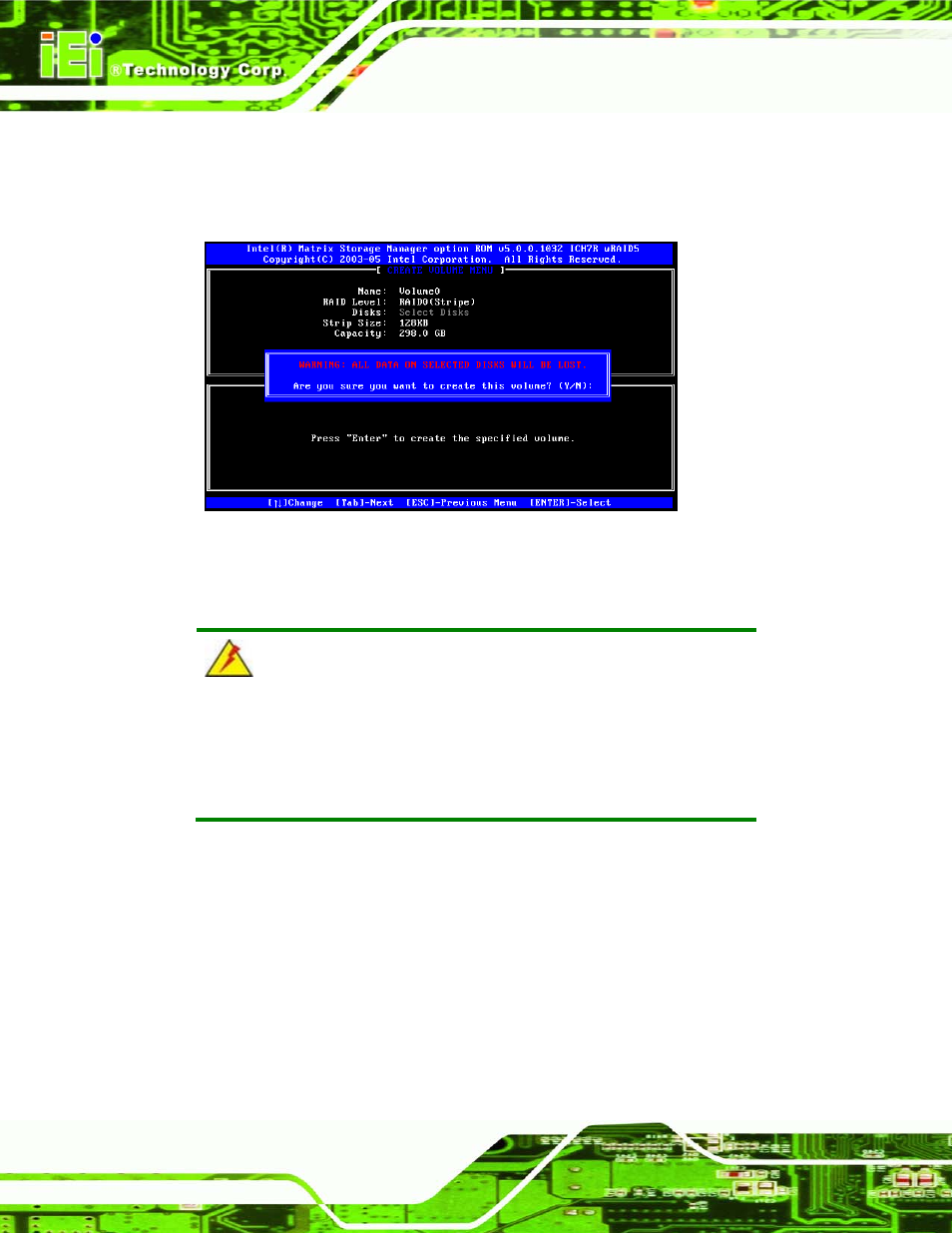 2 deleting a raid volume | IEI Integration SPCIE-5100DX User Manual | Page 136 / 180