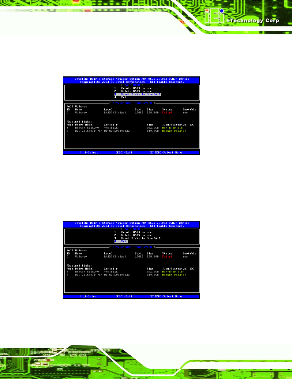 4 exiting the matrix storage manager | IEI Integration SPCIE-5100DX User Manual | Page 141 / 180