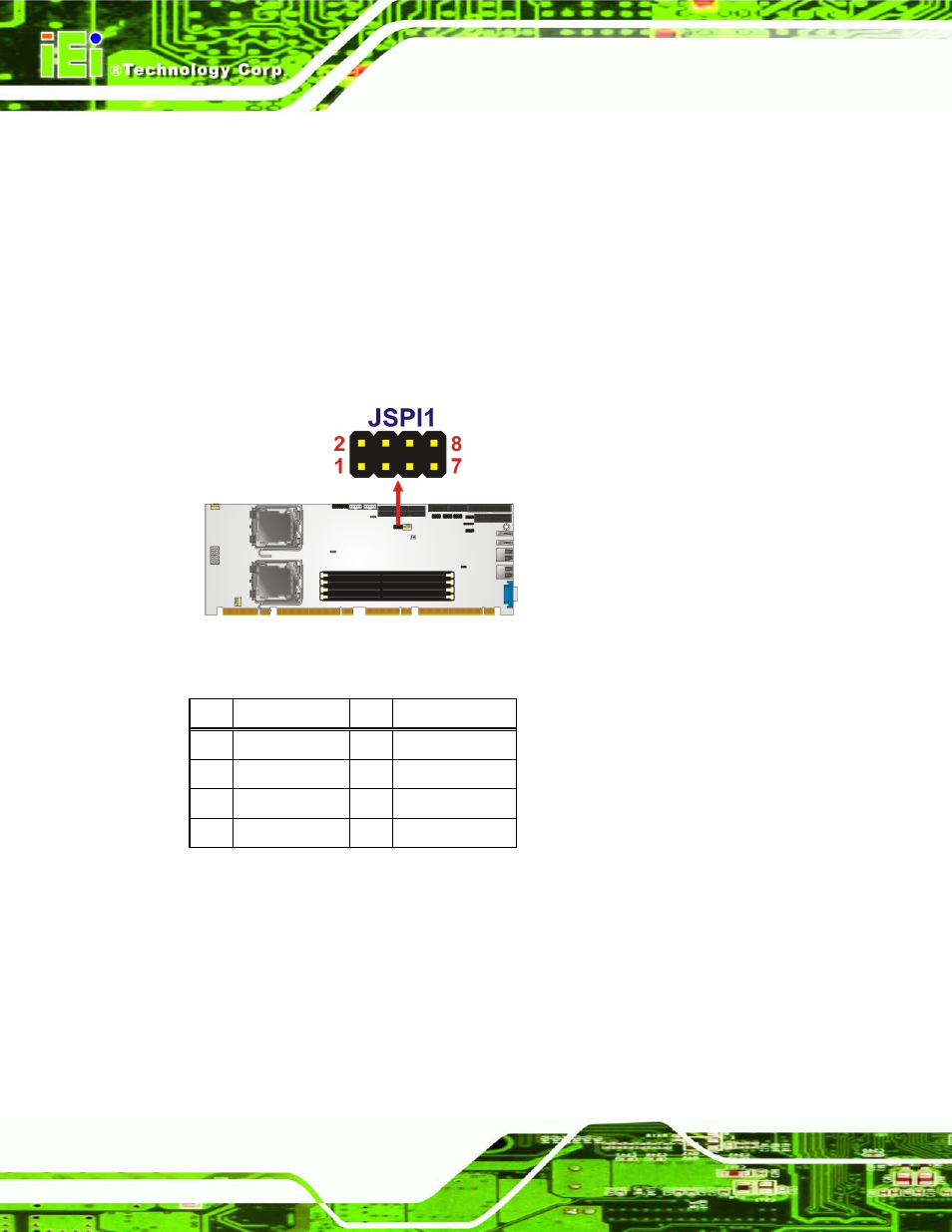 14 spi flash connector, 15 usb connectors (internal), Figure 3-15: spi flash connector pinouts | Table 3-16: spi flash connector | IEI Integration SPCIE-5100DX User Manual | Page 48 / 180
