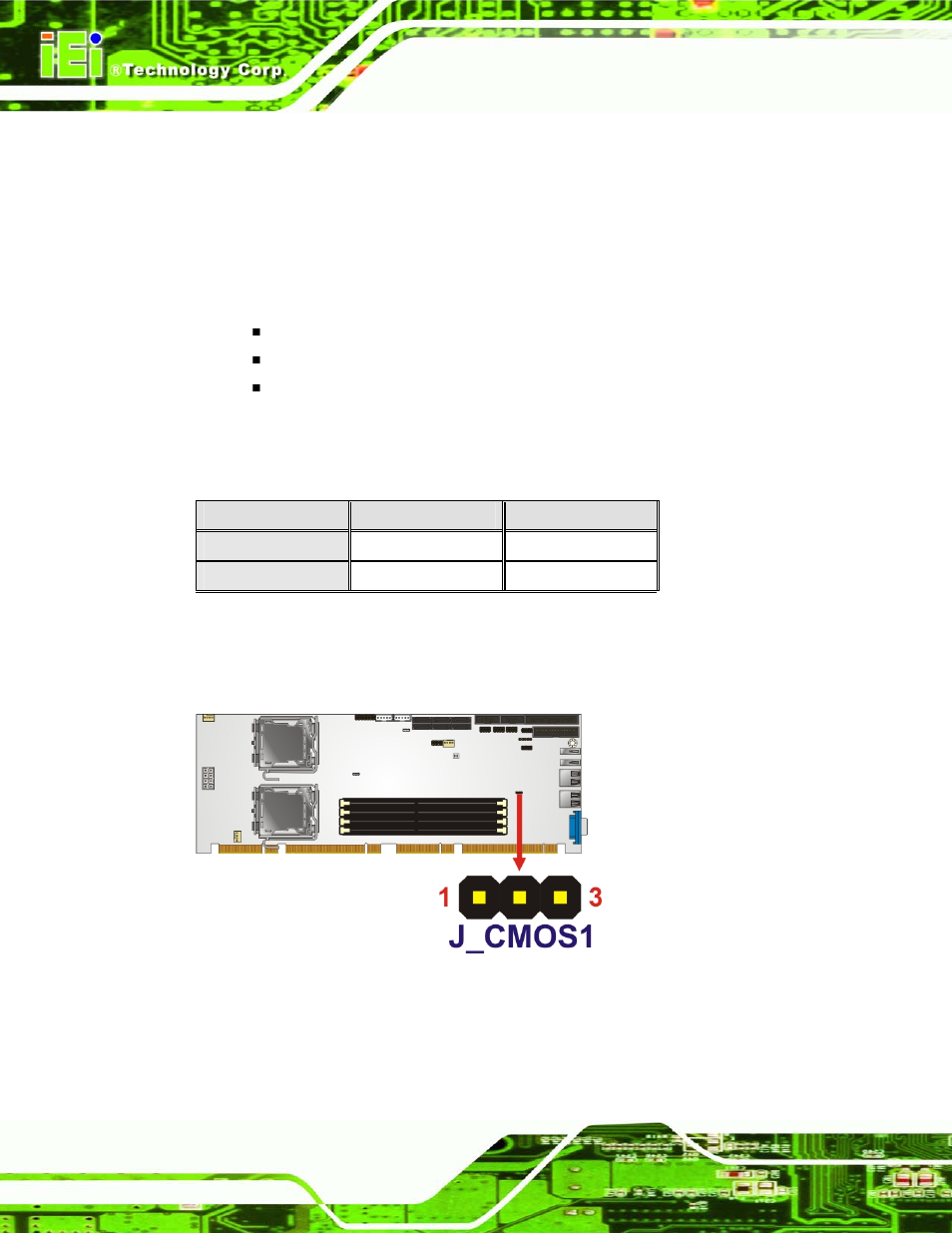 Figure 4-11: clear cmos jumper, Table 4-3: clear cmos jumper settings | IEI Integration SPCIE-5100DX User Manual | Page 68 / 180