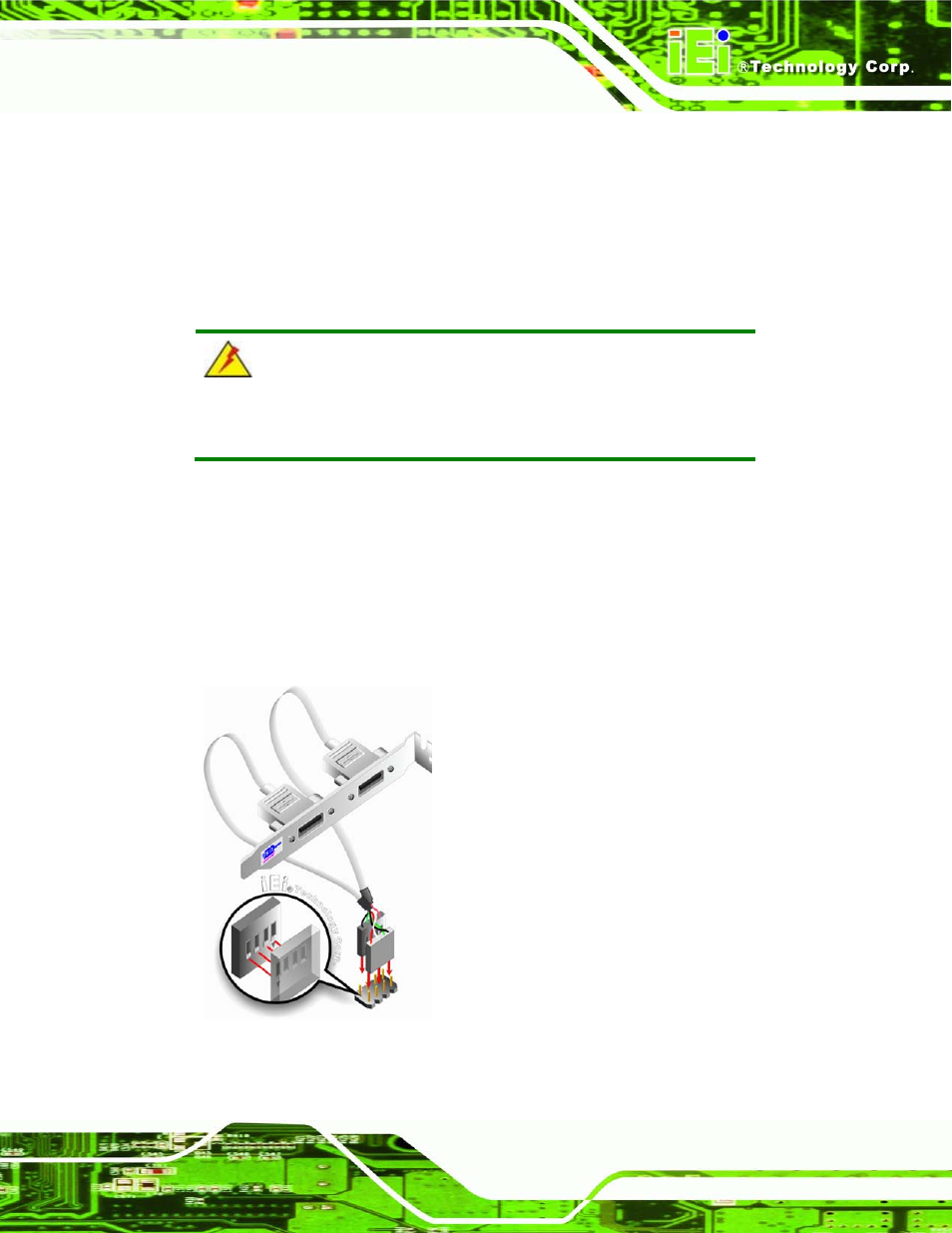 7 usb cable (dual port), Figure 4-21: dual usb cable connection | IEI Integration SPCIE-5100DX User Manual | Page 79 / 180