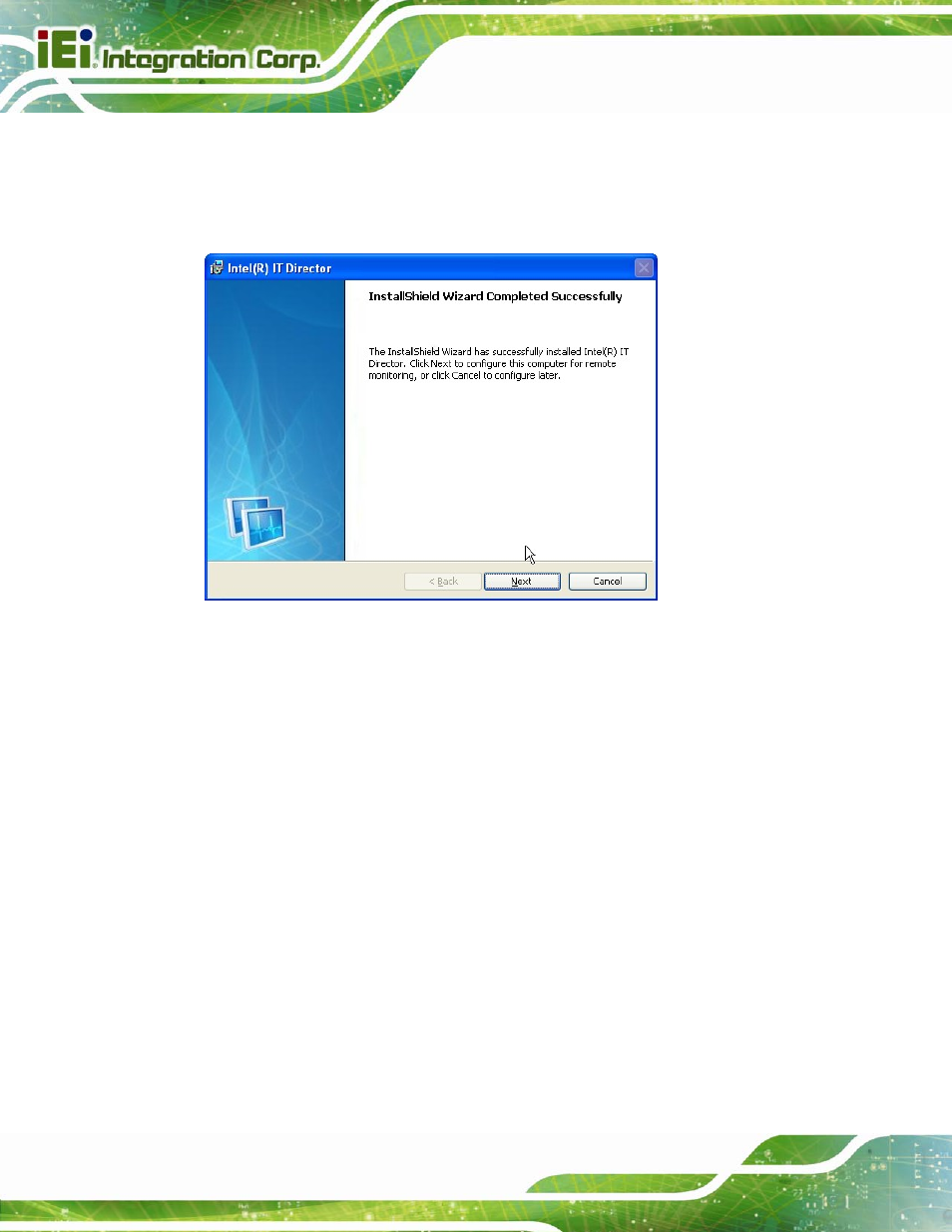 Figure 6-37: it director installation complete | IEI Integration SPCIE-C2060 v2.12 User Manual | Page 146 / 212