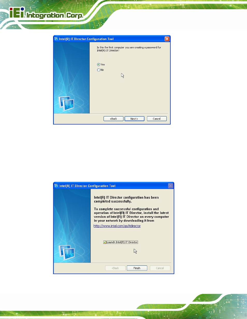 Figure 6-39: it director – creating password, Figure 6-40: it director configuration complete | IEI Integration SPCIE-C2060 v2.12 User Manual | Page 148 / 212