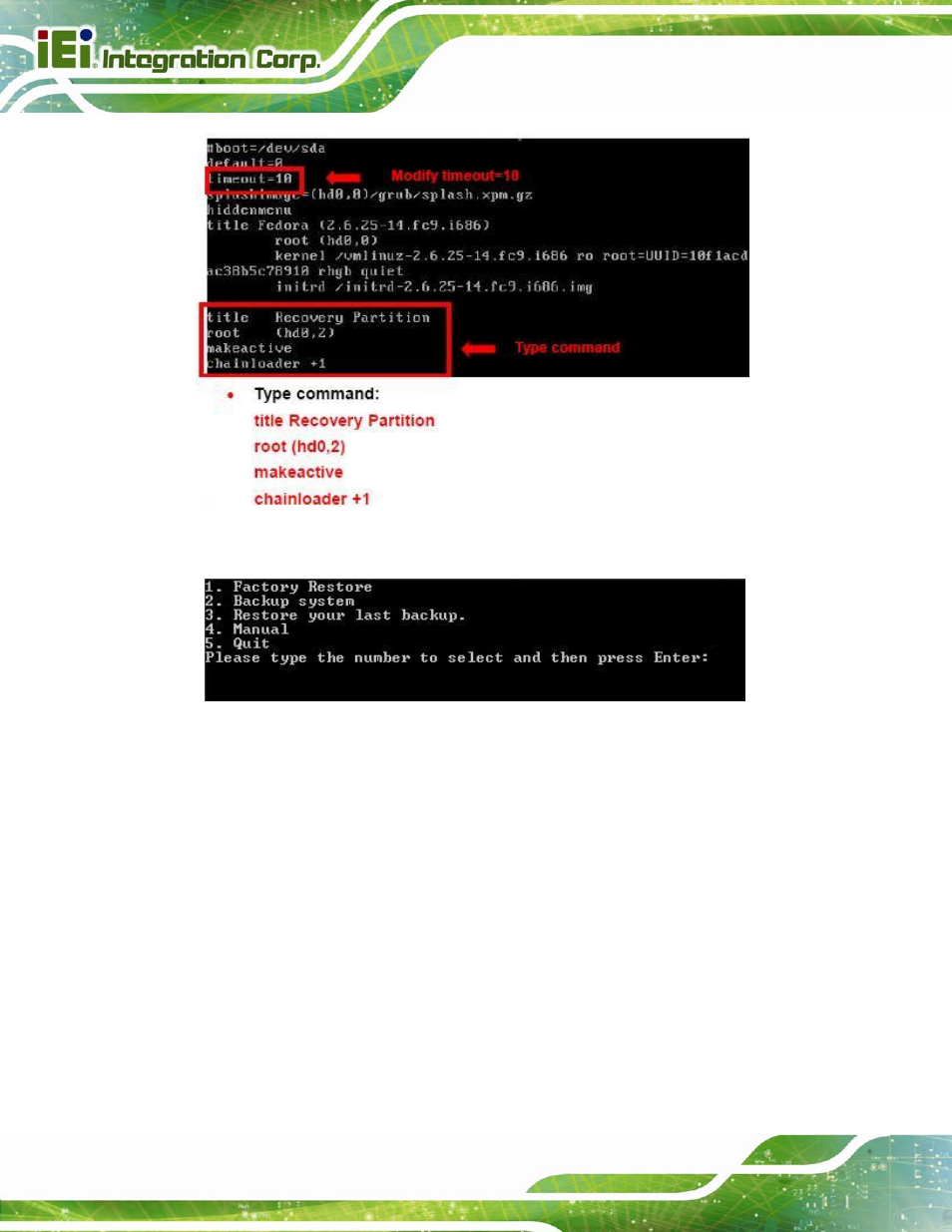 B.5 recovery tool functions, Ecovery, Unctions | Figure b-33: recovery tool menu | IEI Integration SPCIE-C2060 v2.12 User Manual | Page 178 / 212