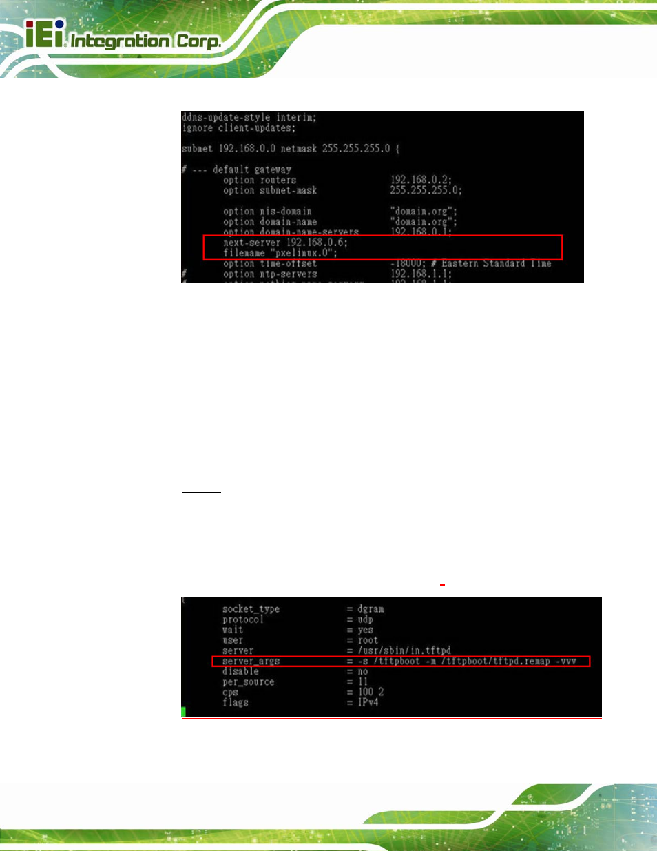 B.6.2 configure tftp settings | IEI Integration SPCIE-C2060 v2.12 User Manual | Page 186 / 212