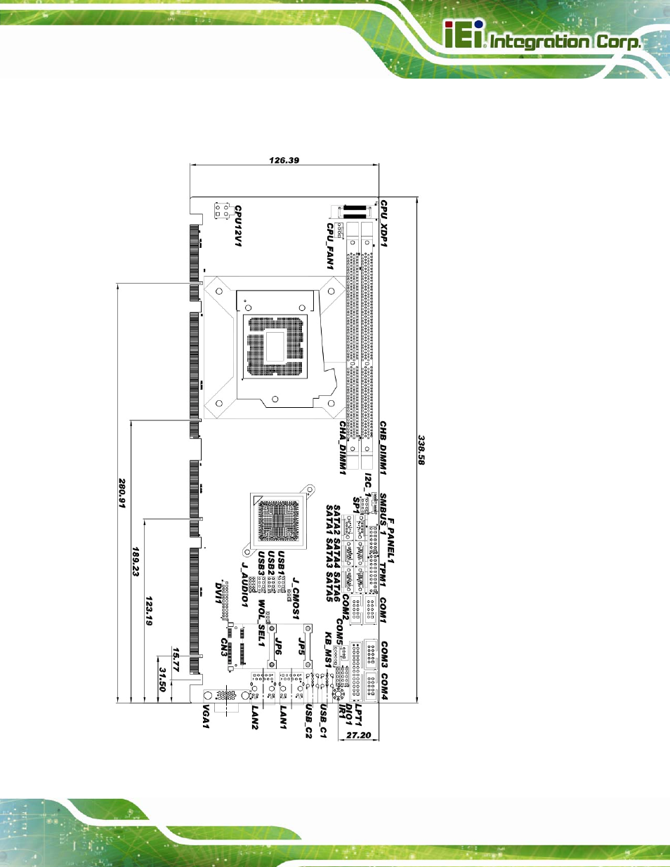 5 dimensions, Imensions, Figure 1-3: spcie-c2060 series dimensions (mm) | IEI Integration SPCIE-C2060 v2.12 User Manual | Page 21 / 212