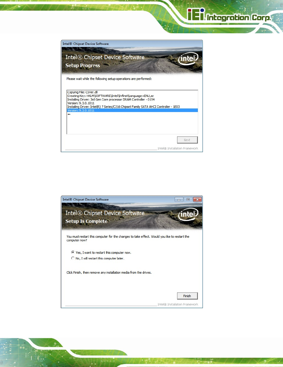 Figure 6-5: chipset driver setup operations | IEI Integration SPCIE-C2160 User Manual | Page 125 / 204