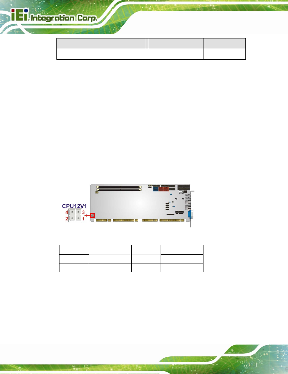 2 internal peripheral connectors, 1 12v power connector, 2 audio kit connector | Nternal, Eripheral, Onnectors, Figure 3-2: atx power connector pinout location, Table 3-2: rear panel connectors, Table 3-3: atx power connector pinouts | IEI Integration SPCIE-C2160 User Manual | Page 34 / 204