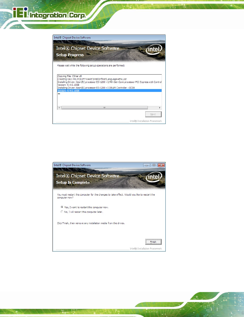 Figure 6-6: chipset driver setup operations | IEI Integration SPCIE-C2260-i2 User Manual | Page 137 / 217