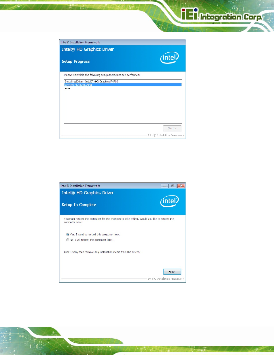 Figure 6-11: graphics driver setup operations | IEI Integration SPCIE-C2260-i2 User Manual | Page 140 / 217