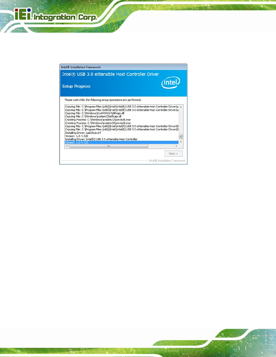 Figure 6-22: usb 3.0 driver setup operations | IEI Integration SPCIE-C2260-i2 User Manual | Page 147 / 217